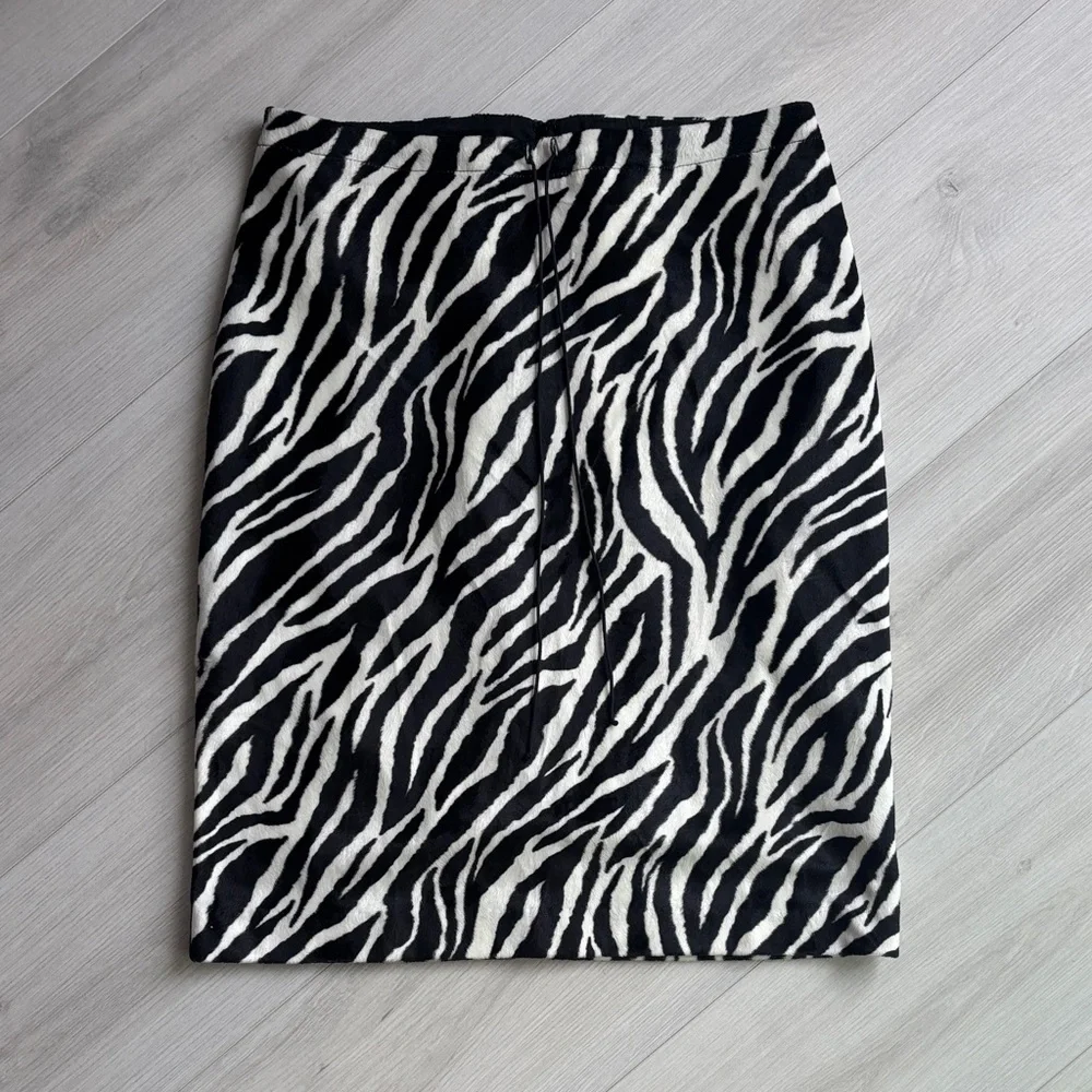 Vintage Betsey Johnson Fuzzy Zebra Midi Skirt - Picture 1 of 3